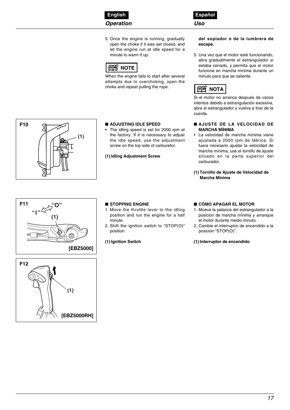 I ” “o, Operation | Zenoah EBZ5000RH User Manual | Page 17 / 36