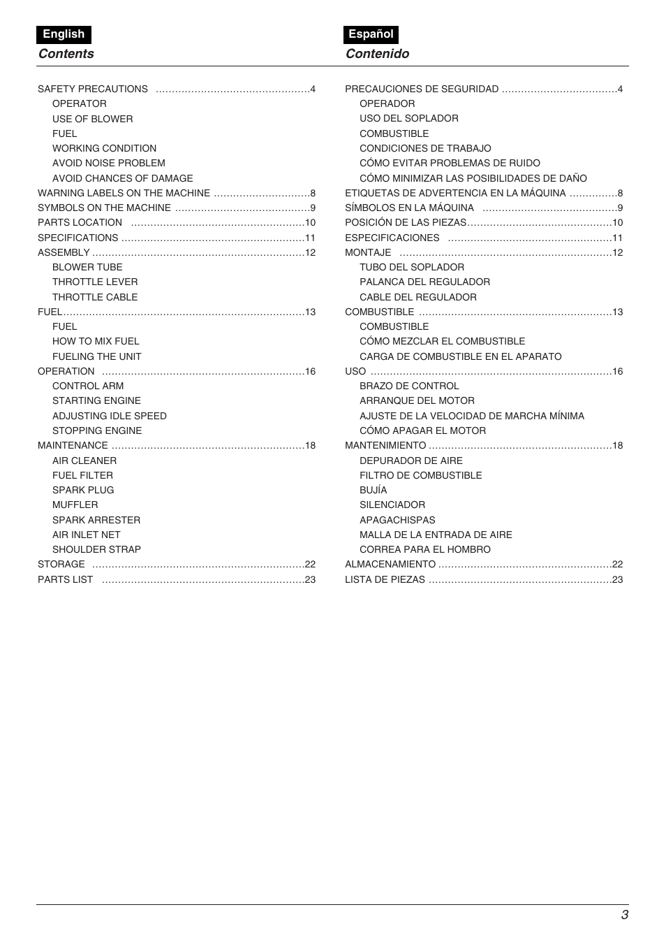 Zenoah EBZ5000RH User Manual | Page 3 / 36