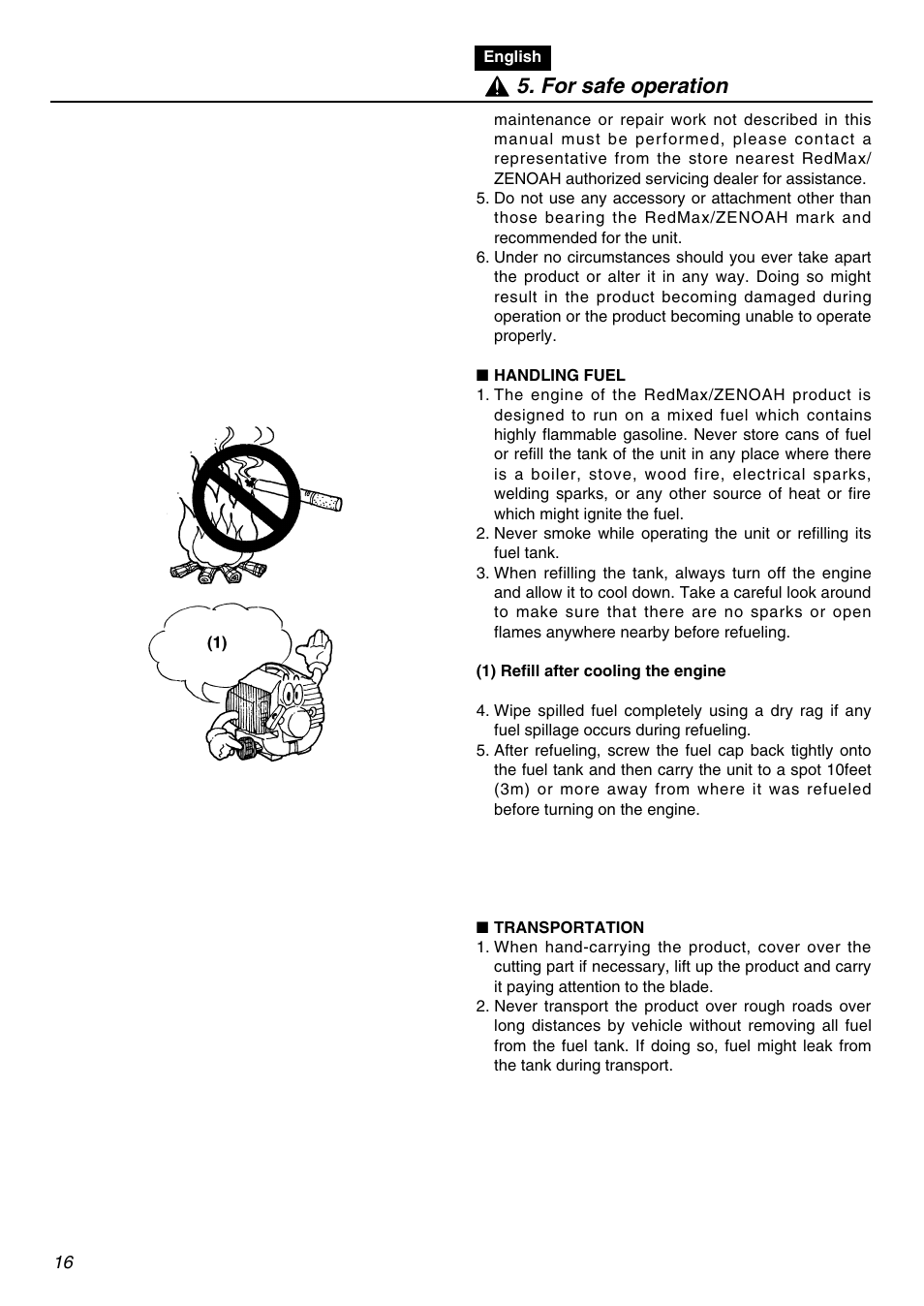 For safe operation | Zenoah BC250 User Manual | Page 16 / 52