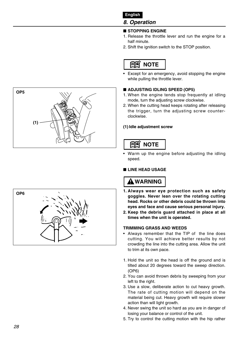 Operation | Zenoah BC250 User Manual | Page 28 / 52