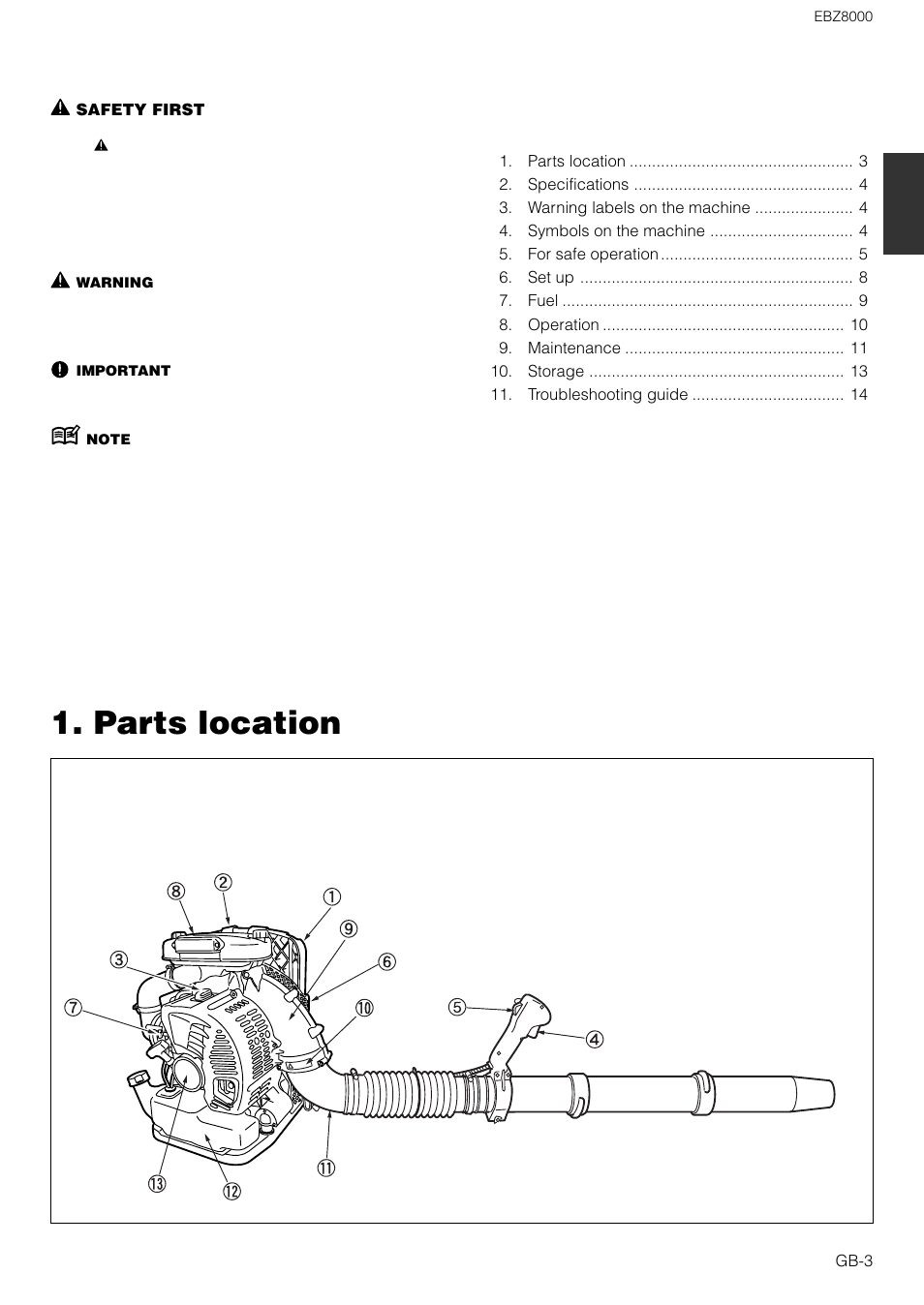 Zenoah EBZ8000 User Manual | Page 3 / 14