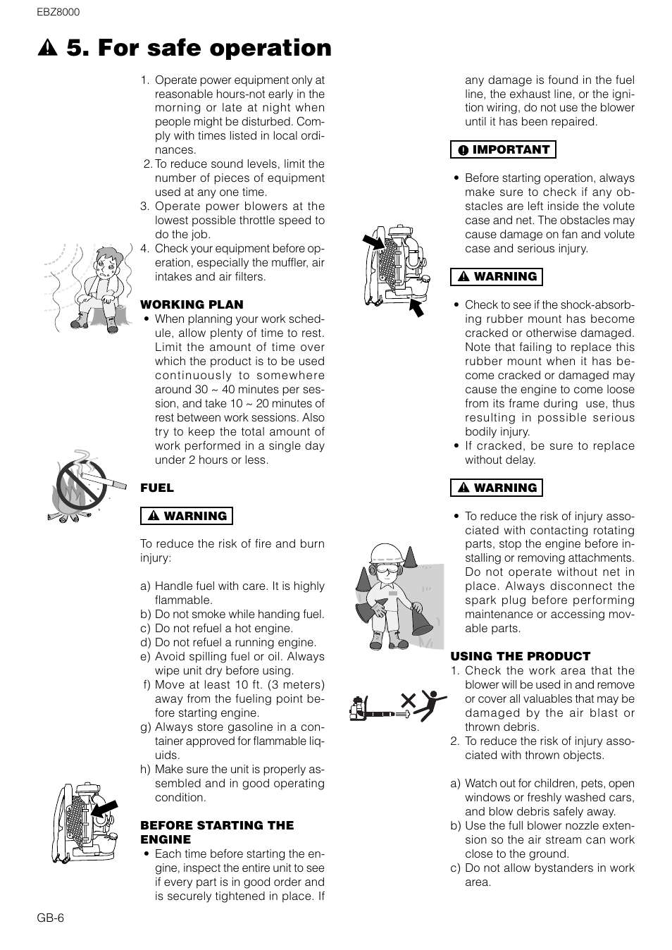 For safe operation | Zenoah EBZ8000 User Manual | Page 6 / 14