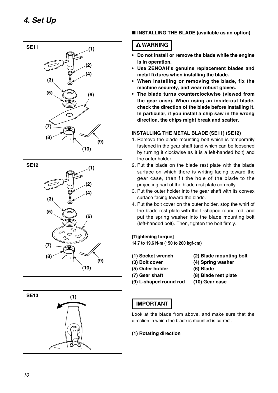 Set up | Zenoah BK3420FL-EZ User Manual | Page 10 / 28