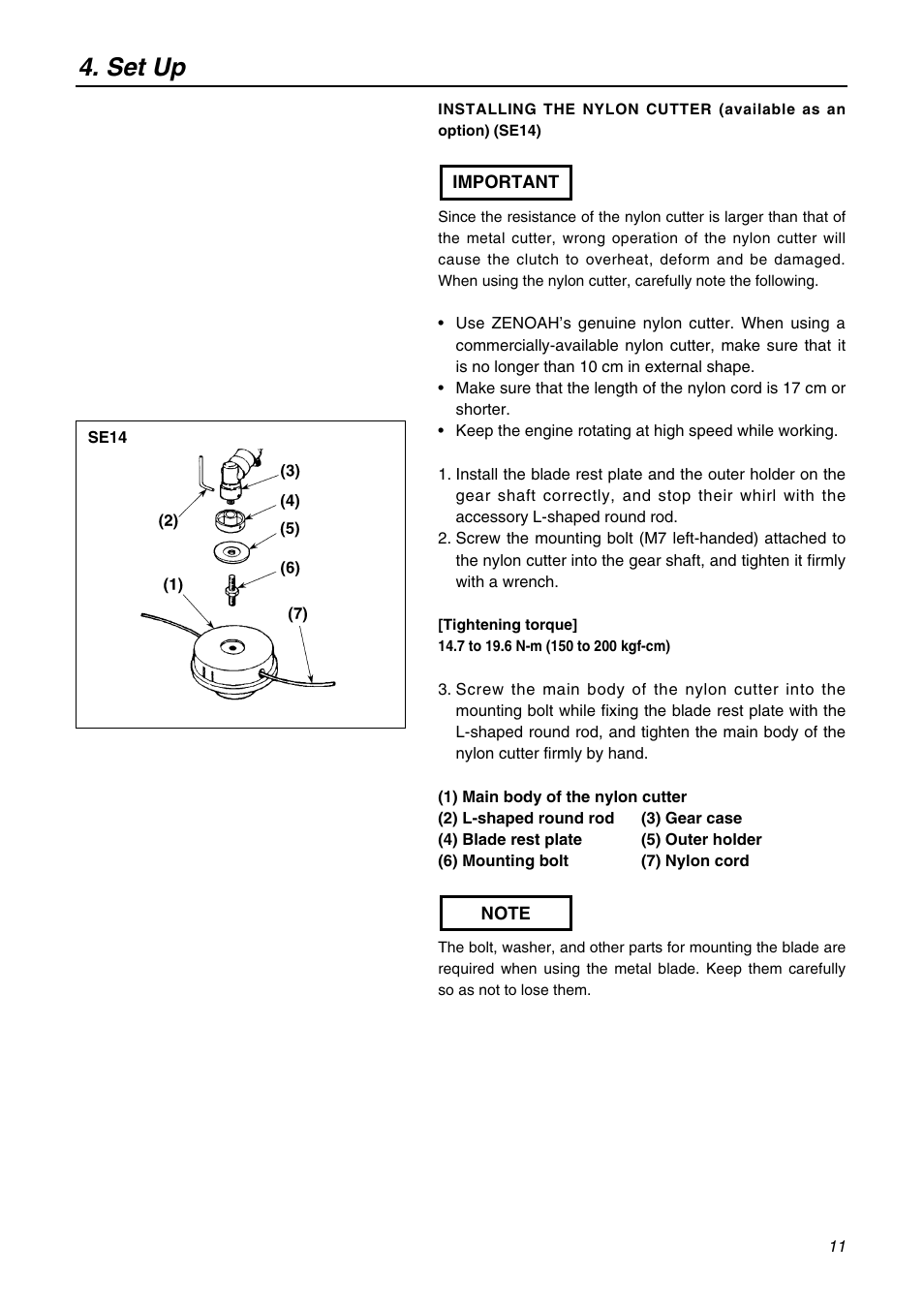 Set up | Zenoah BK3420FL-EZ User Manual | Page 11 / 28