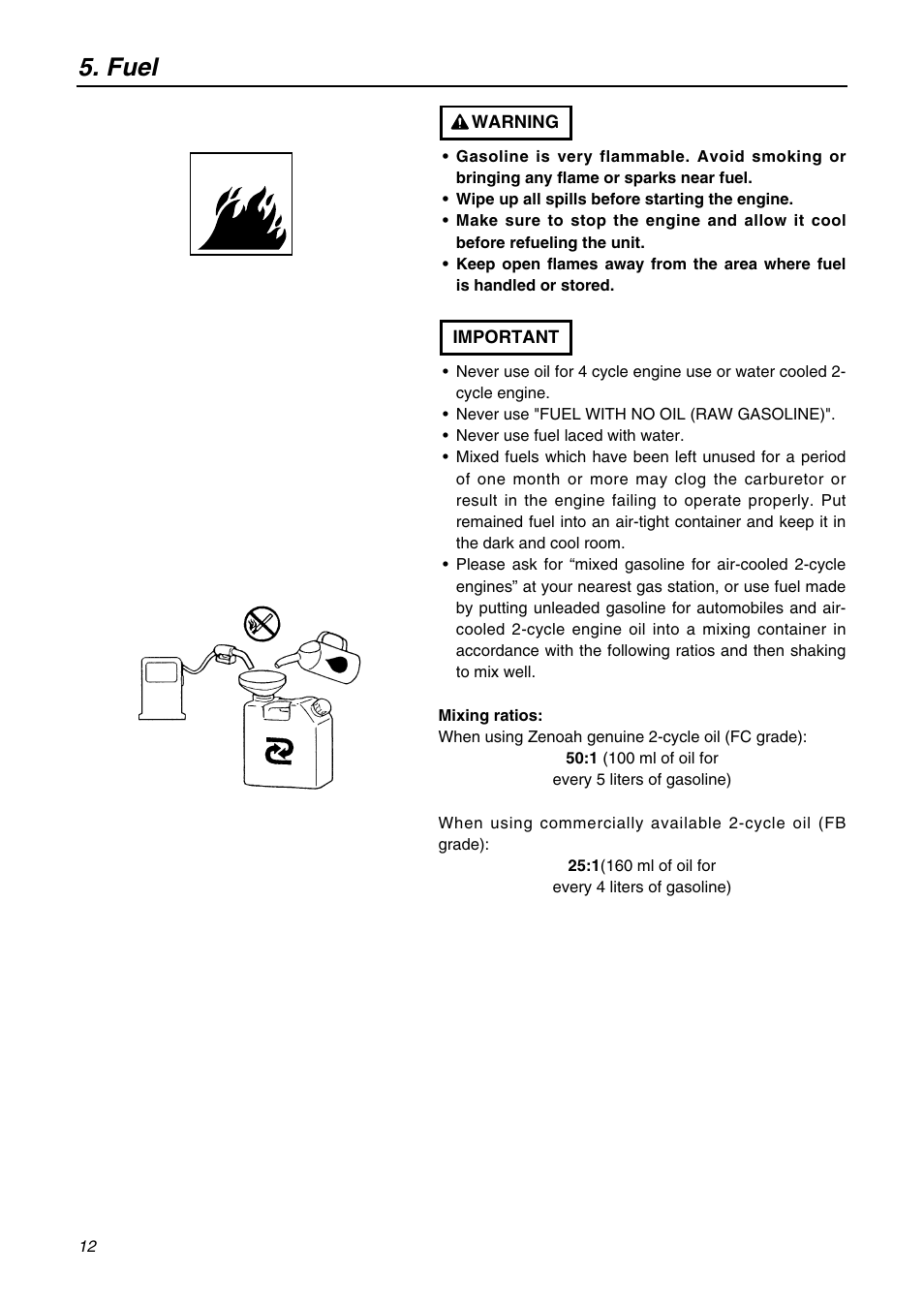 Fuel | Zenoah BK3420FL-EZ User Manual | Page 12 / 28