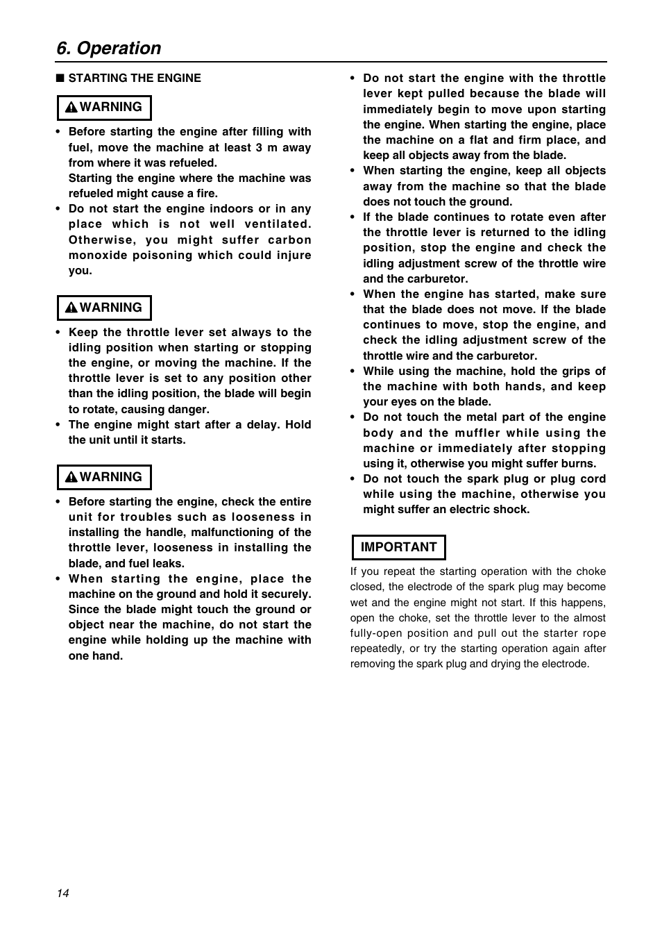 Operation | Zenoah BK3420FL-EZ User Manual | Page 14 / 28