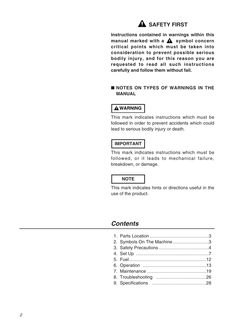 Zenoah BK3420FL-EZ User Manual | Page 2 / 28
