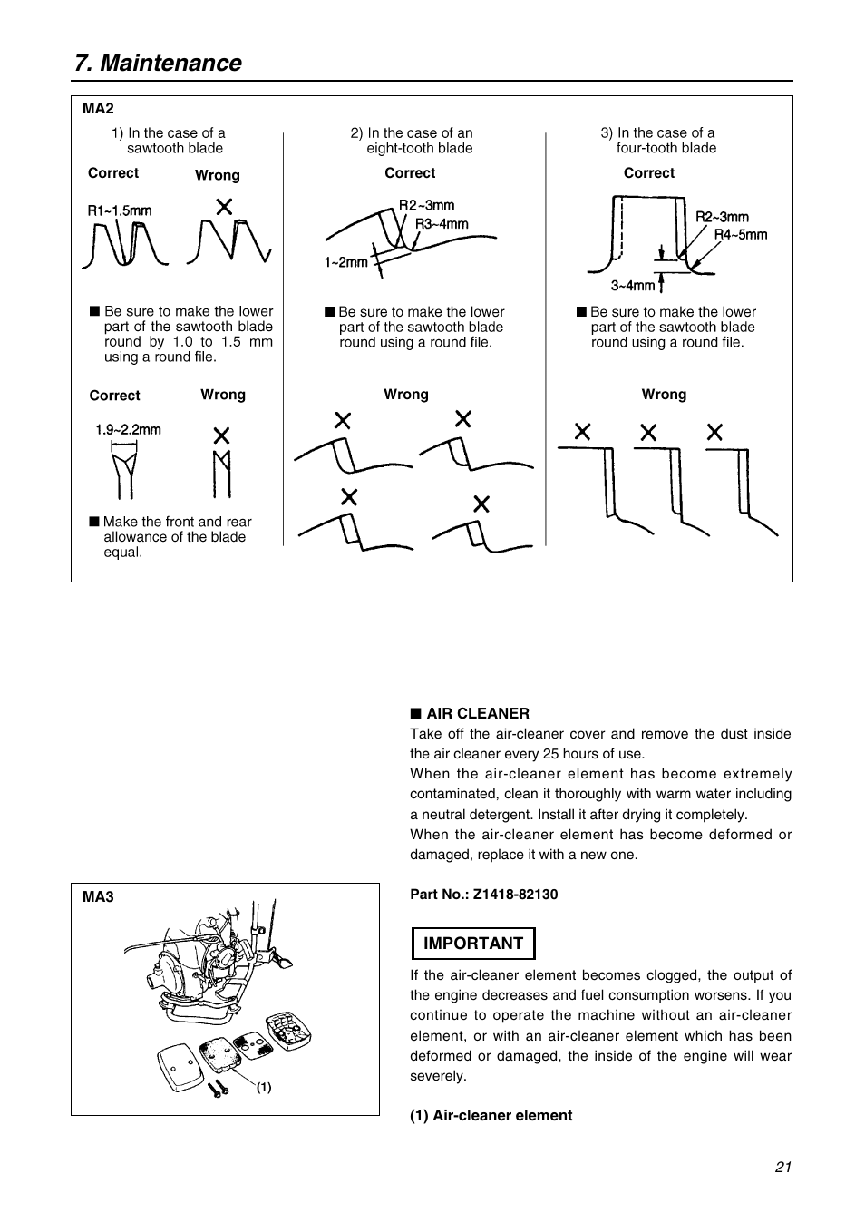 Maintenance | Zenoah BK3420FL-EZ User Manual | Page 21 / 28