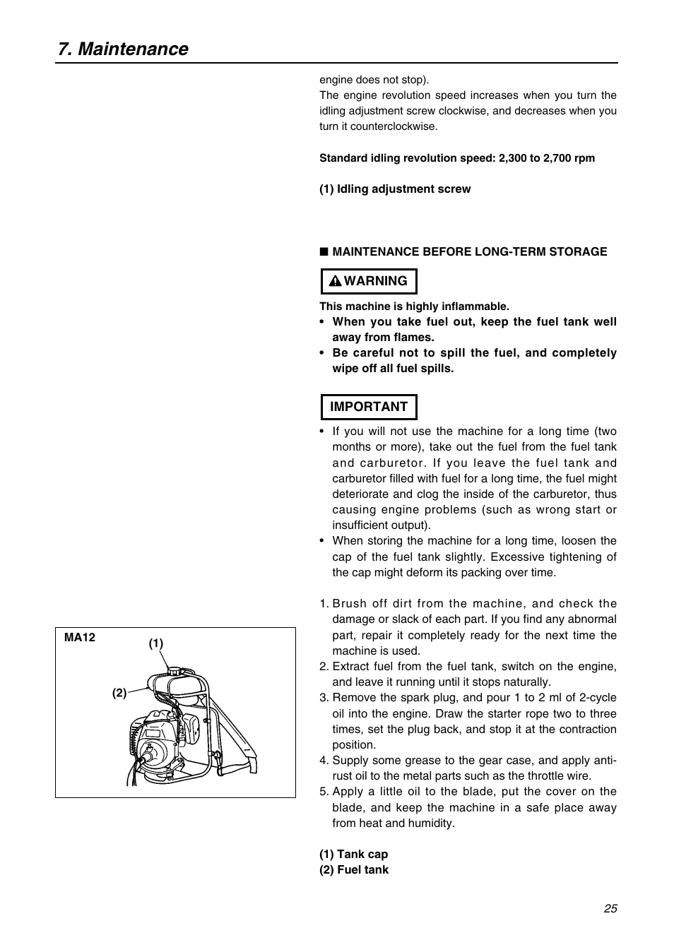 Maintenance | Zenoah BK3420FL-EZ User Manual | Page 25 / 28