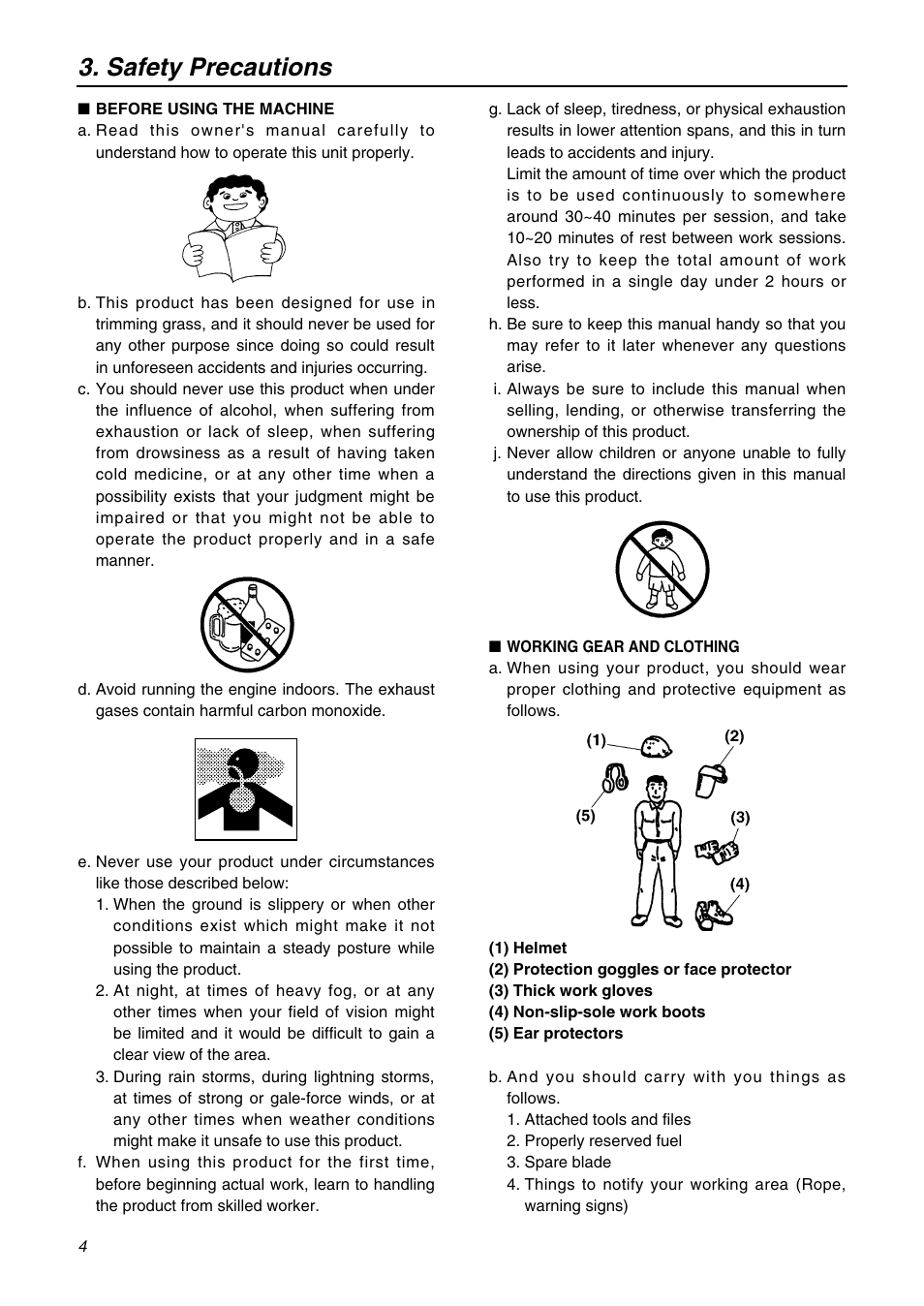 Safety precautions | Zenoah BK3420FL-EZ User Manual | Page 4 / 28