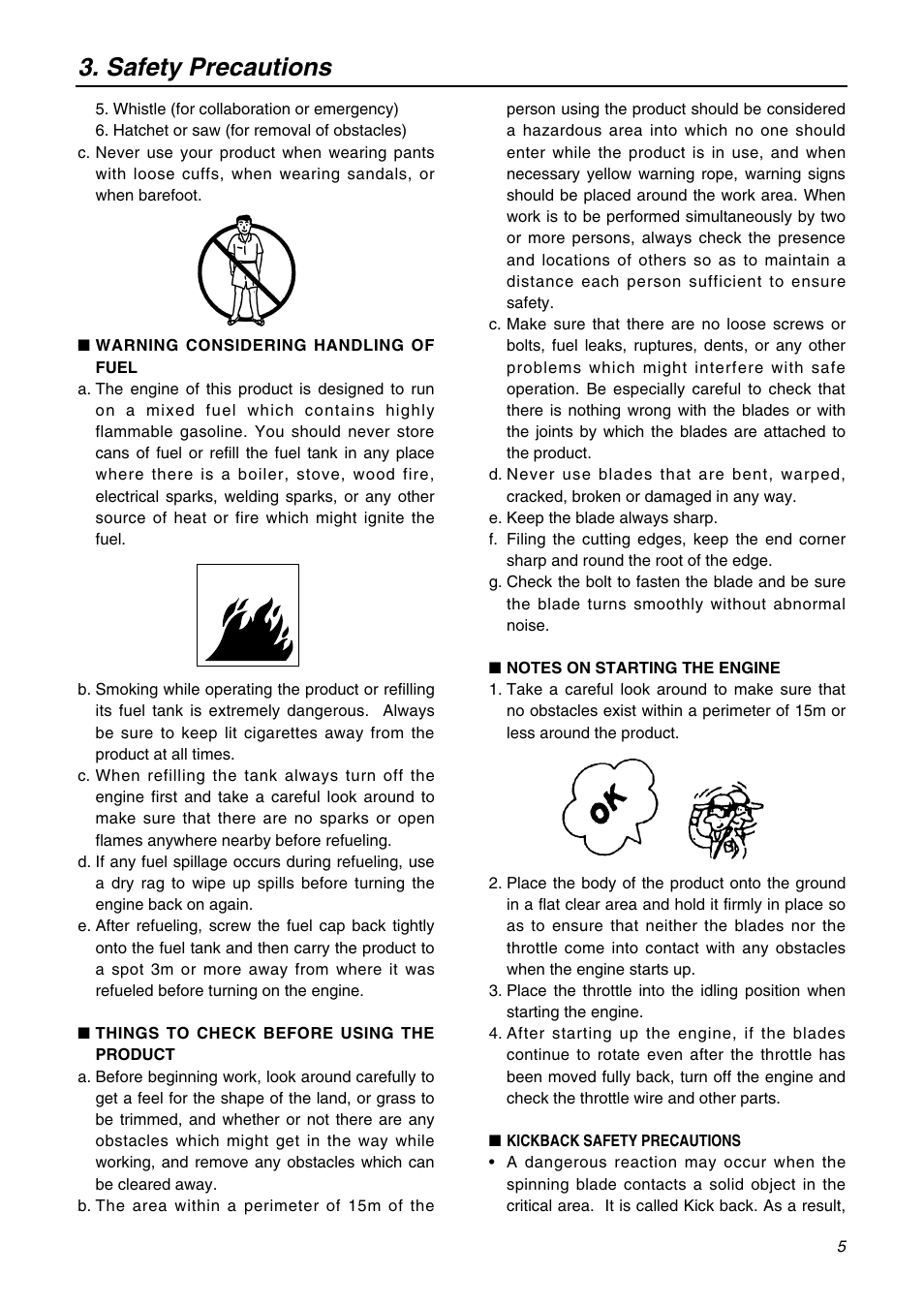 Safety precautions | Zenoah BK3420FL-EZ User Manual | Page 5 / 28