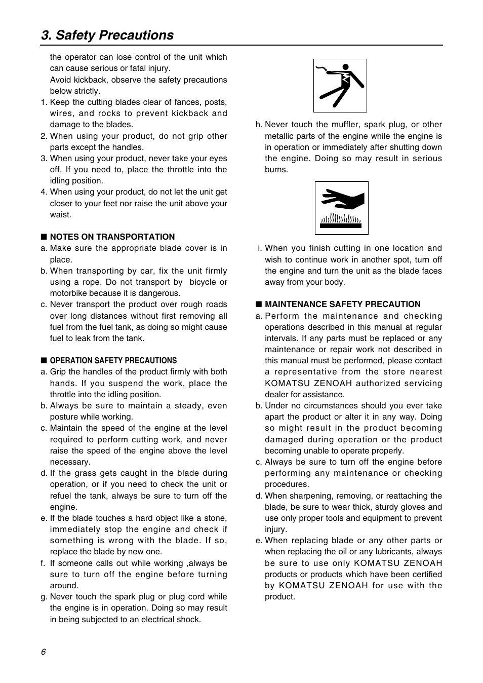 Safety precautions | Zenoah BK3420FL-EZ User Manual | Page 6 / 28