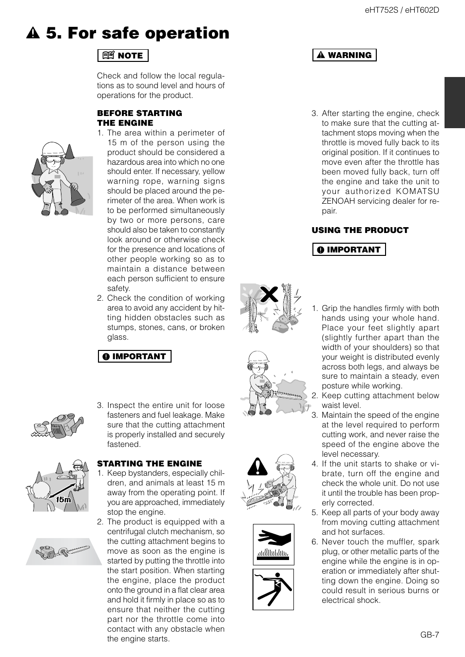 For safe operation | Zenoah EHT752S User Manual | Page 7 / 15