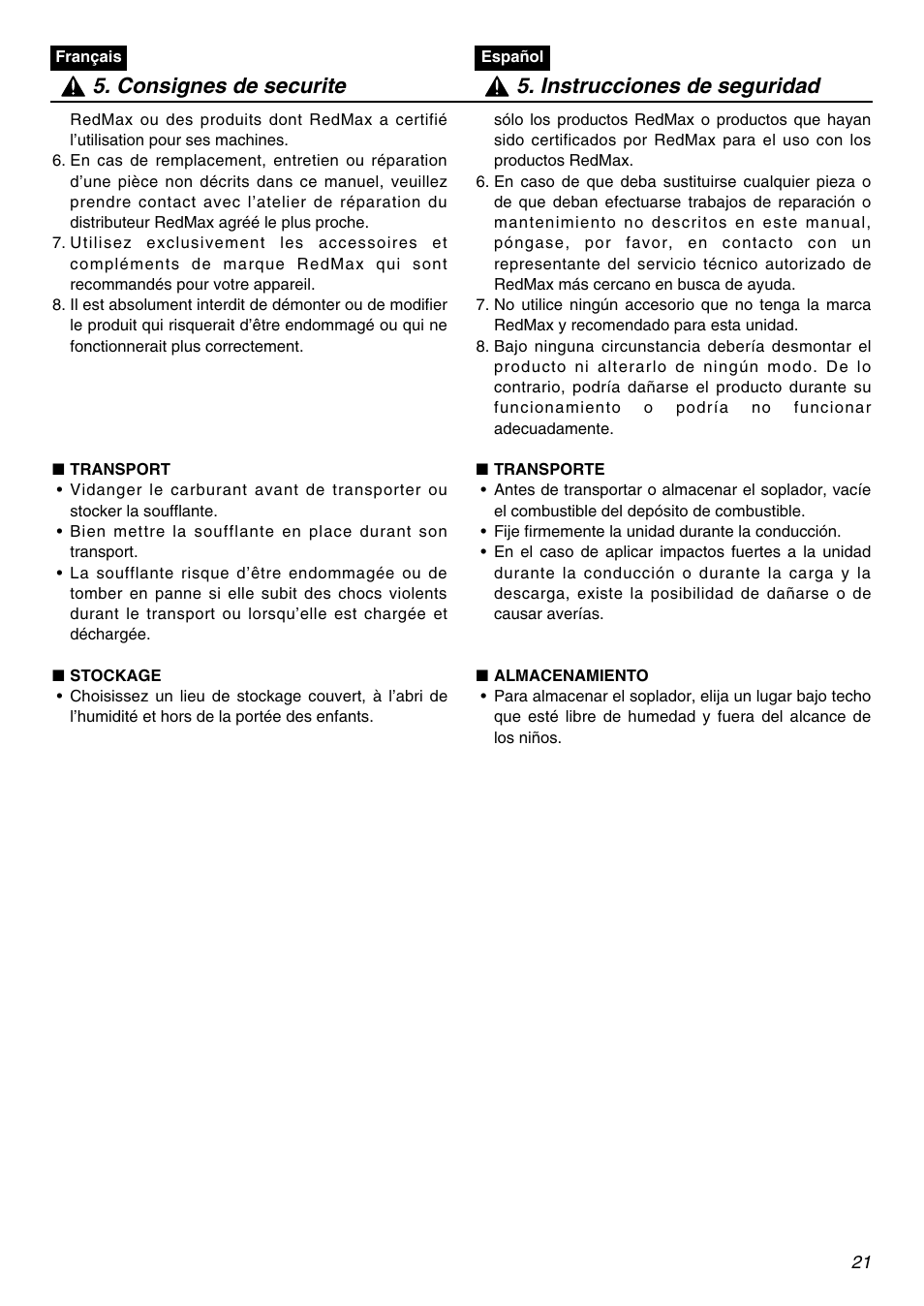 Zenoah EBZ8001RH-CA User Manual | Page 21 / 60