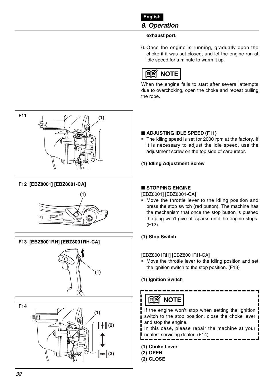 Operation | Zenoah EBZ8001RH-CA User Manual | Page 32 / 60