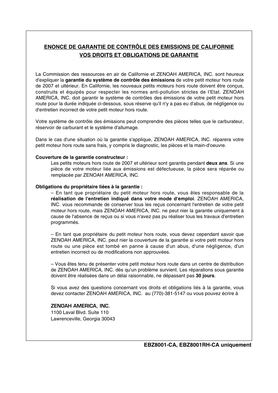 Zenoah EBZ8001RH-CA User Manual | Page 53 / 60