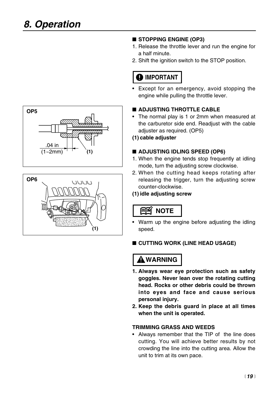 Operation | Zenoah BCZ3000 User Manual | Page 19 / 40