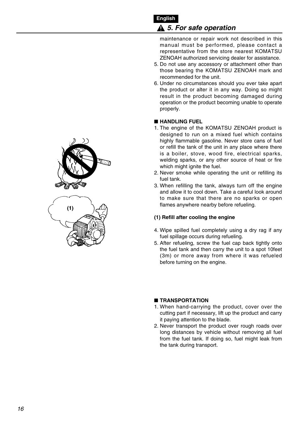 For safe operation | Zenoah BCZ2600SW User Manual | Page 16 / 60