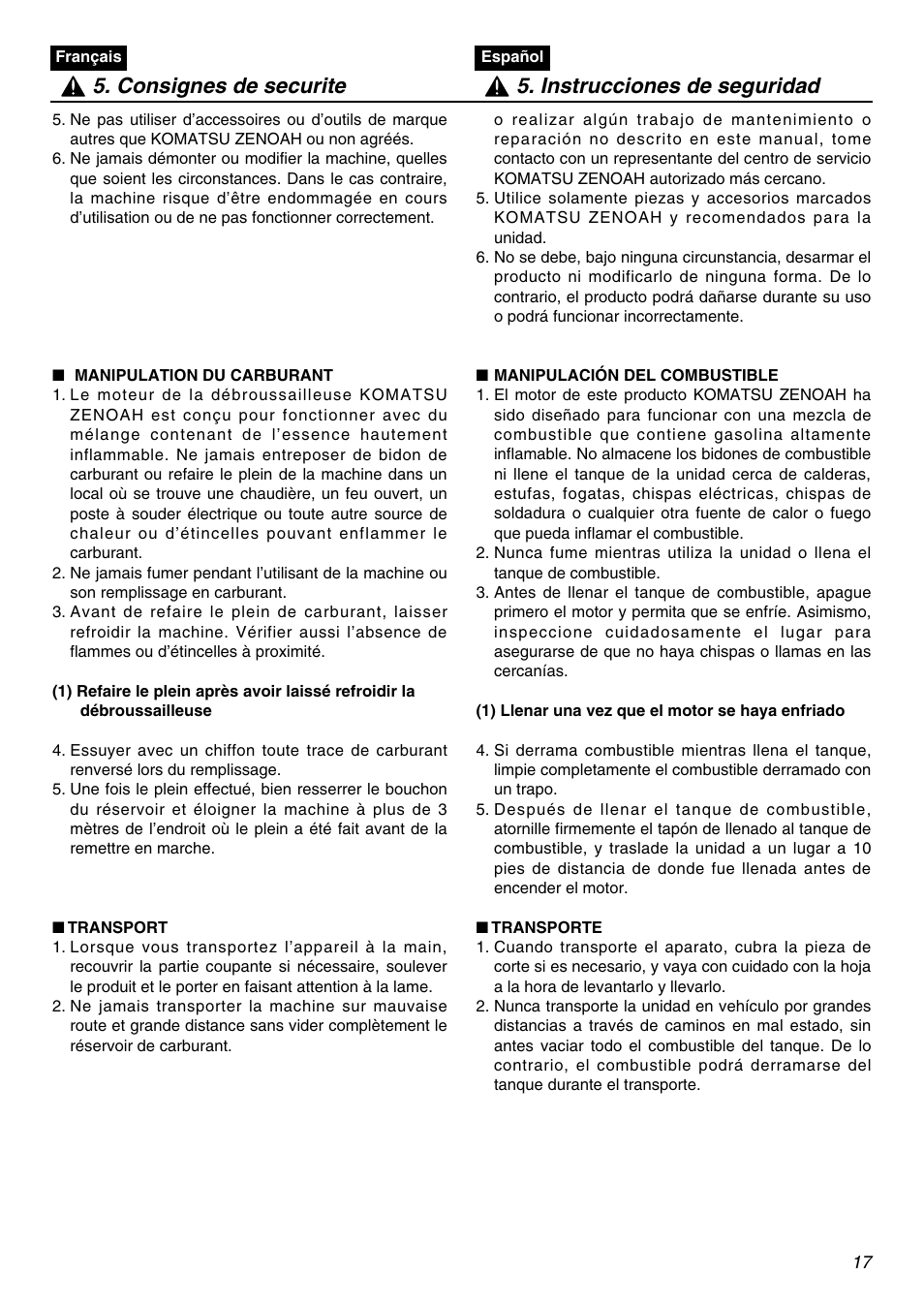 Zenoah BCZ2600SW User Manual | Page 17 / 60