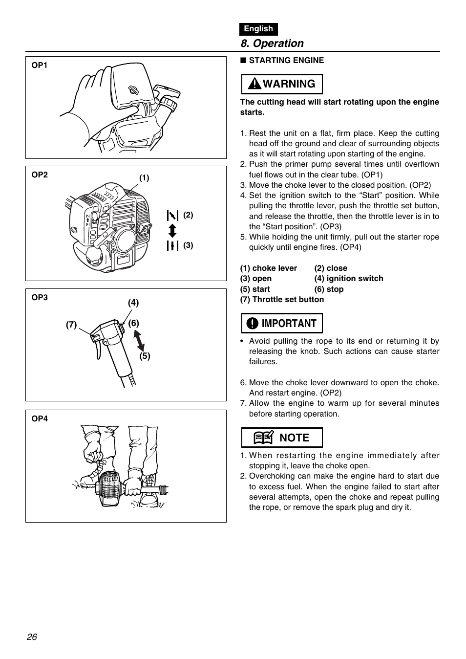Operation | Zenoah BCZ2600SW User Manual | Page 26 / 60