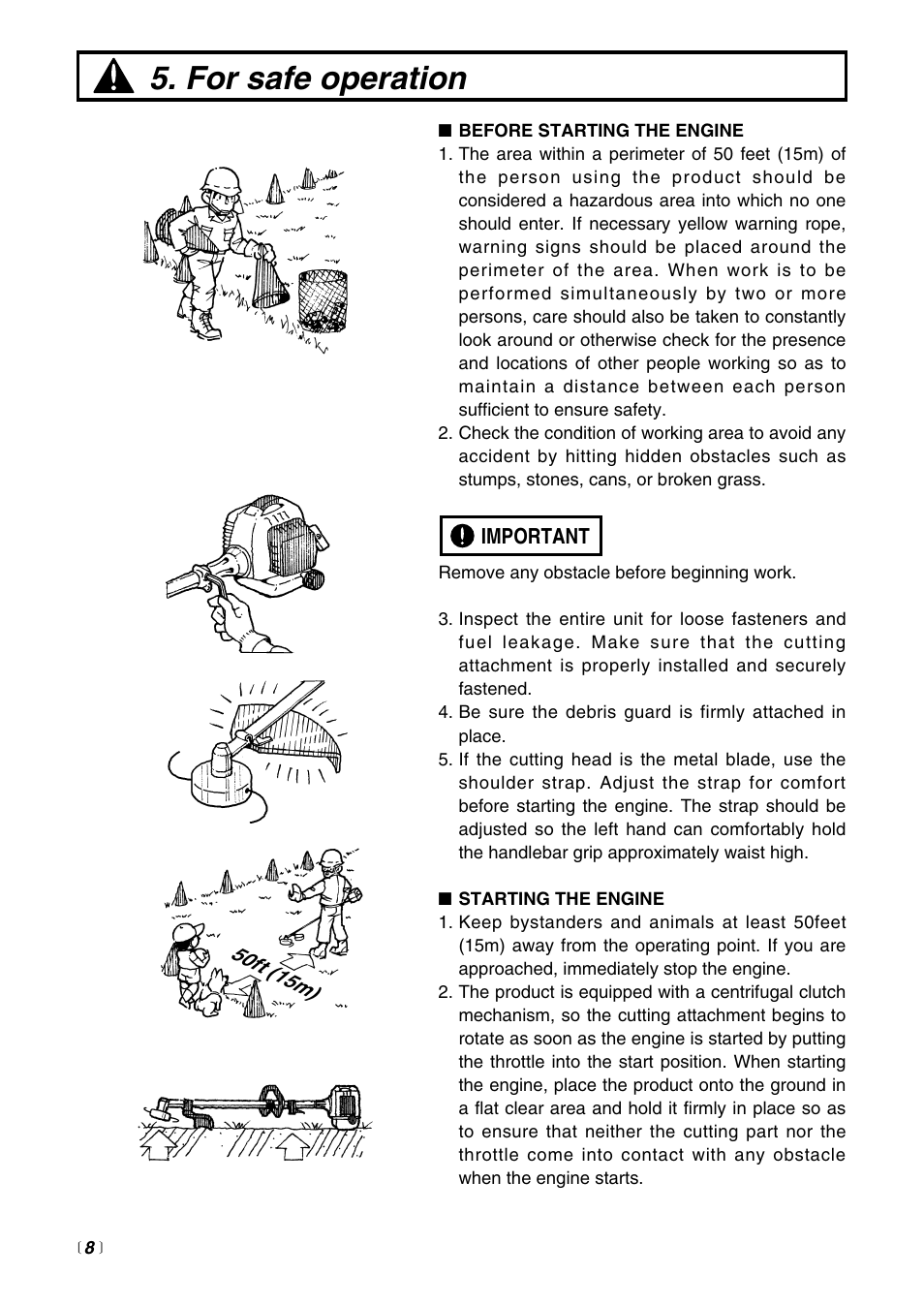 For safe operation | Zenoah BT225 User Manual | Page 8 / 32