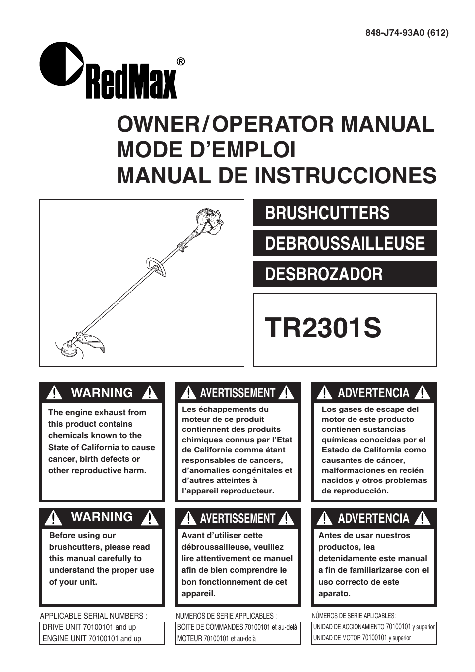 Zenoah TR2301S User Manual | 64 pages