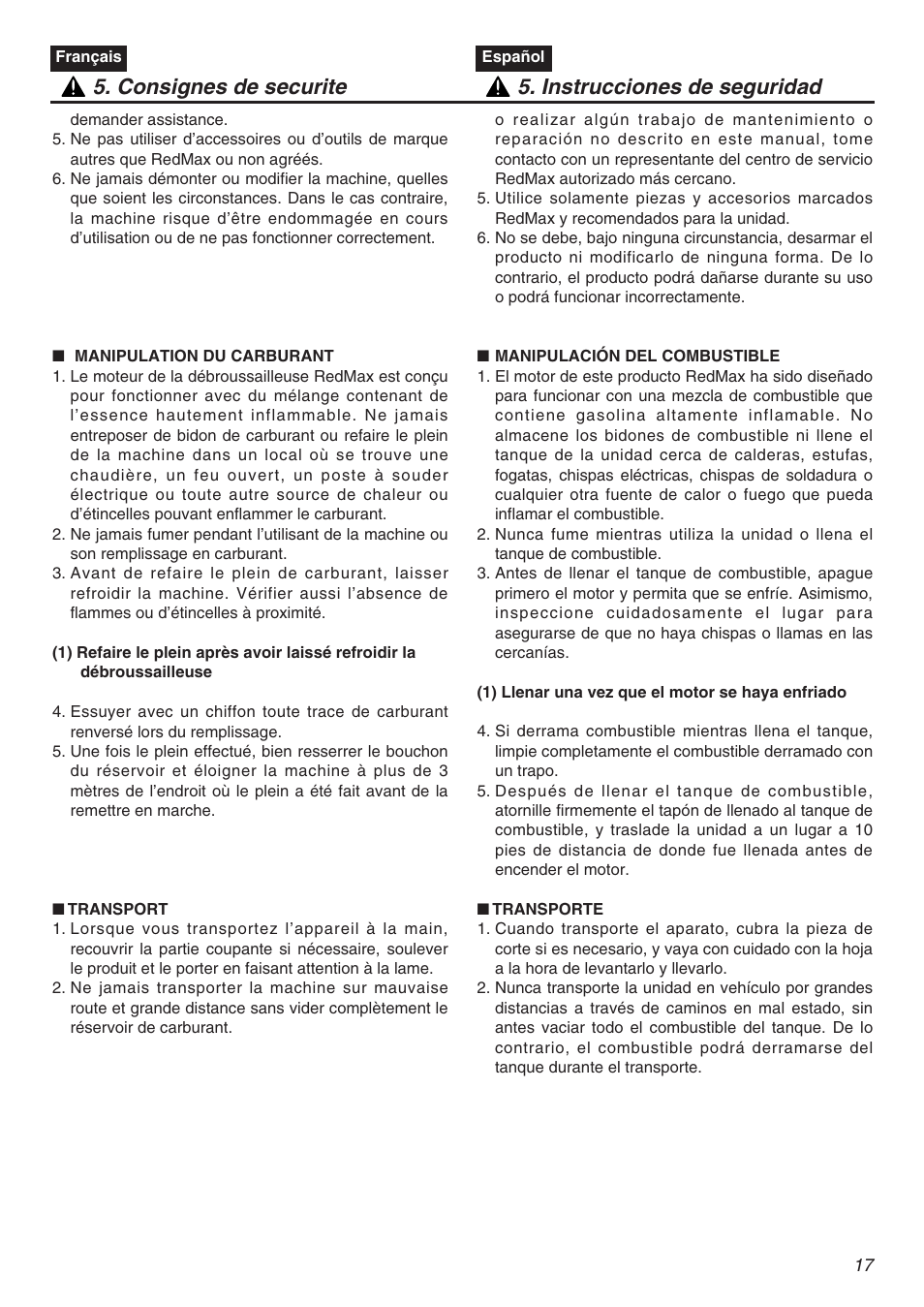 Zenoah TR2301S User Manual | Page 17 / 64