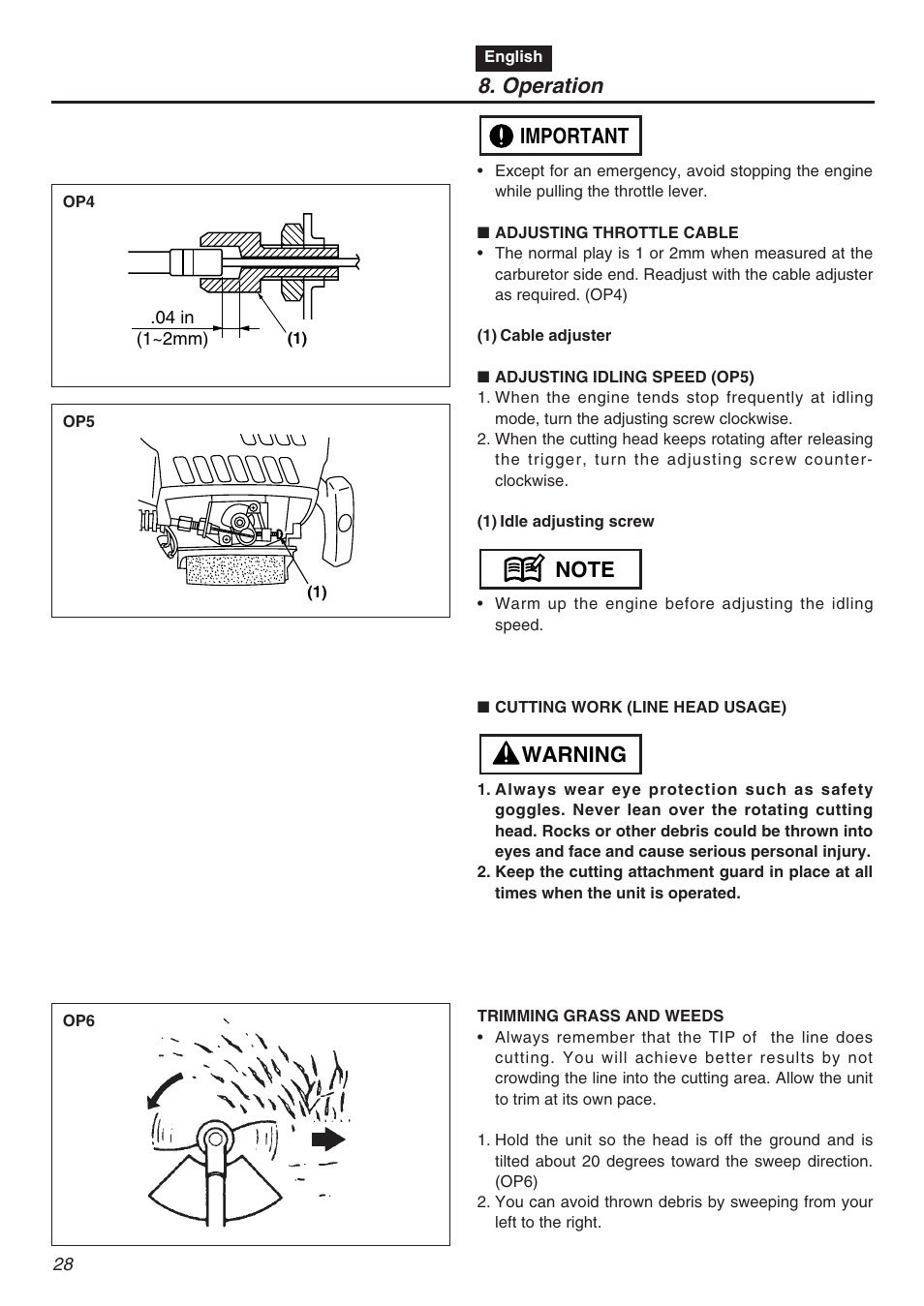 Operation | Zenoah TR2301S User Manual | Page 28 / 64