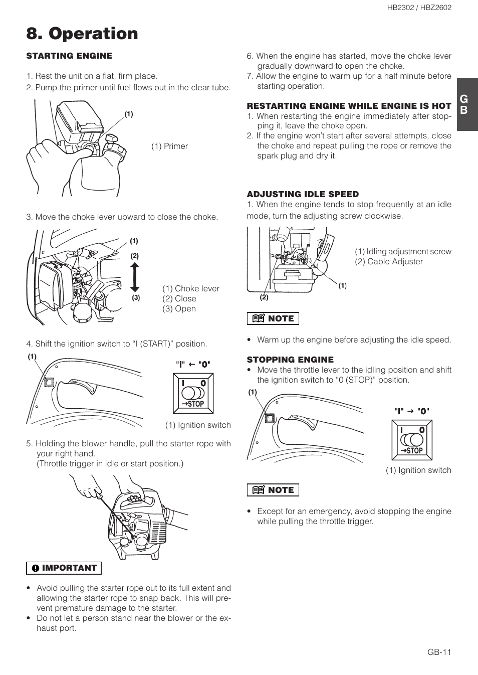 Operation | Zenoah HBZ2602 User Manual | Page 11 / 15
