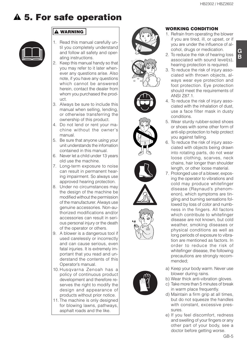 For safe operation | Zenoah HBZ2602 User Manual | Page 5 / 15