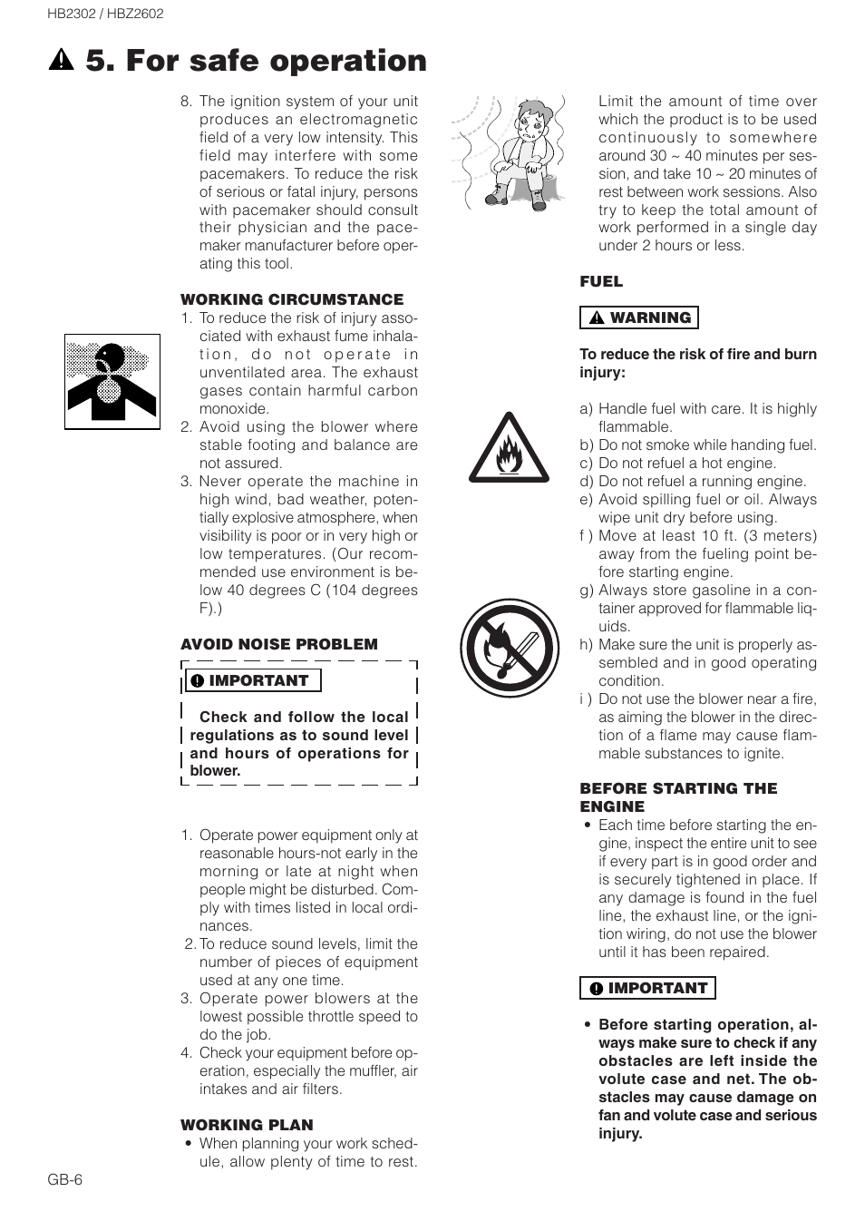 For safe operation | Zenoah HBZ2602 User Manual | Page 6 / 15