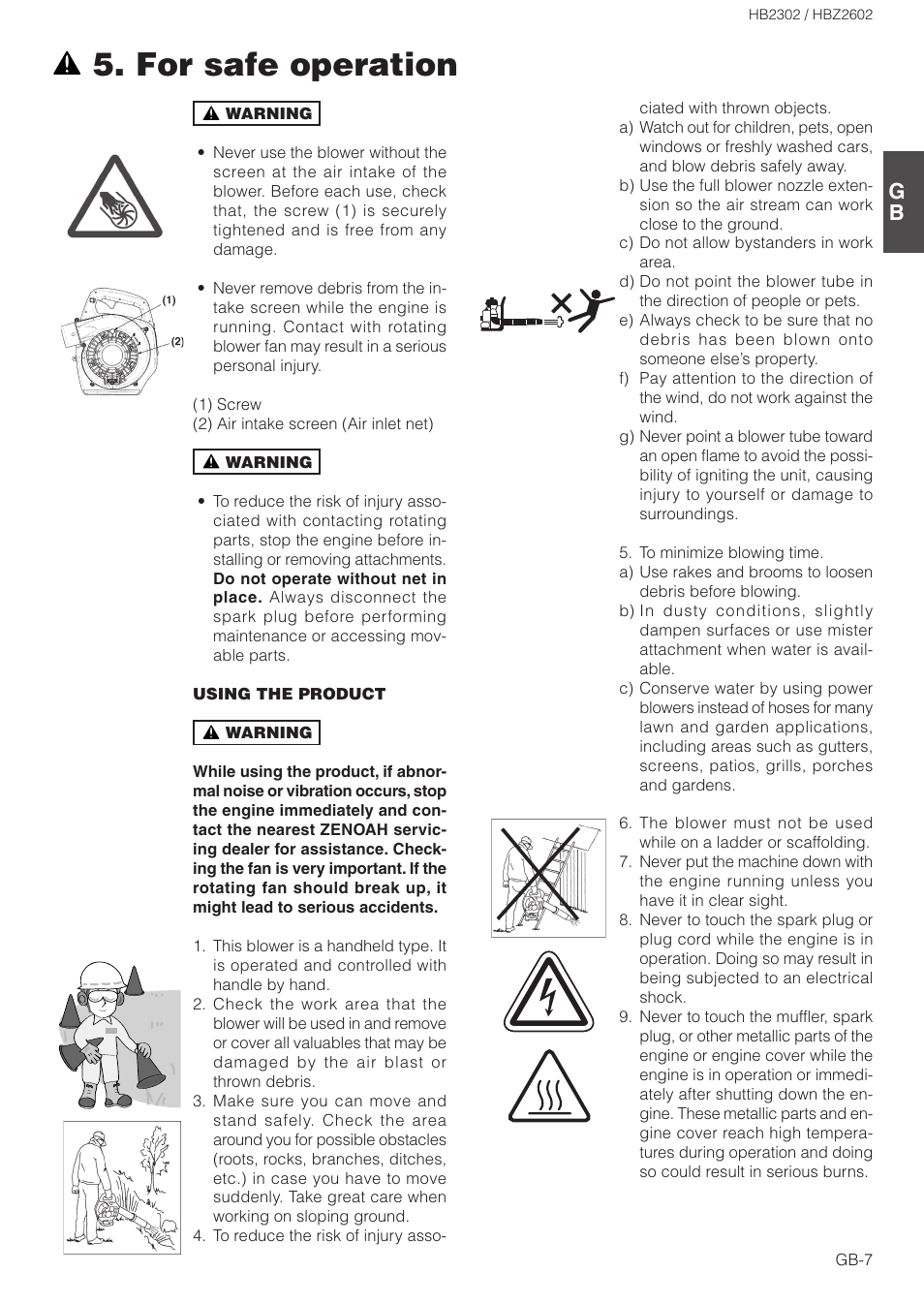For safe operation | Zenoah HBZ2602 User Manual | Page 7 / 15