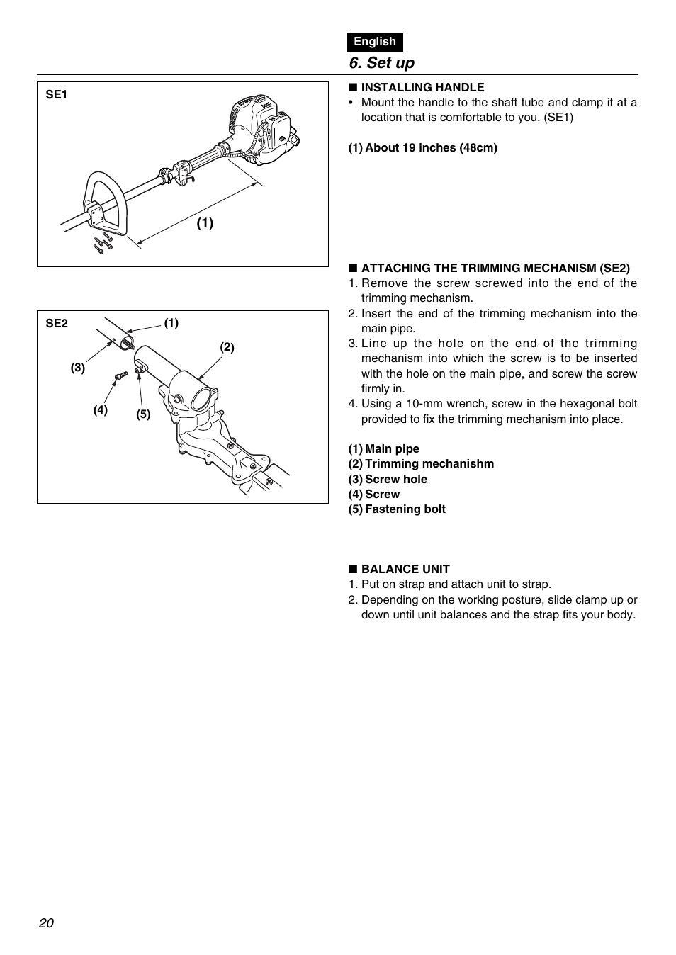 Set up | Zenoah SRTZ2401F User Manual | Page 20 / 56