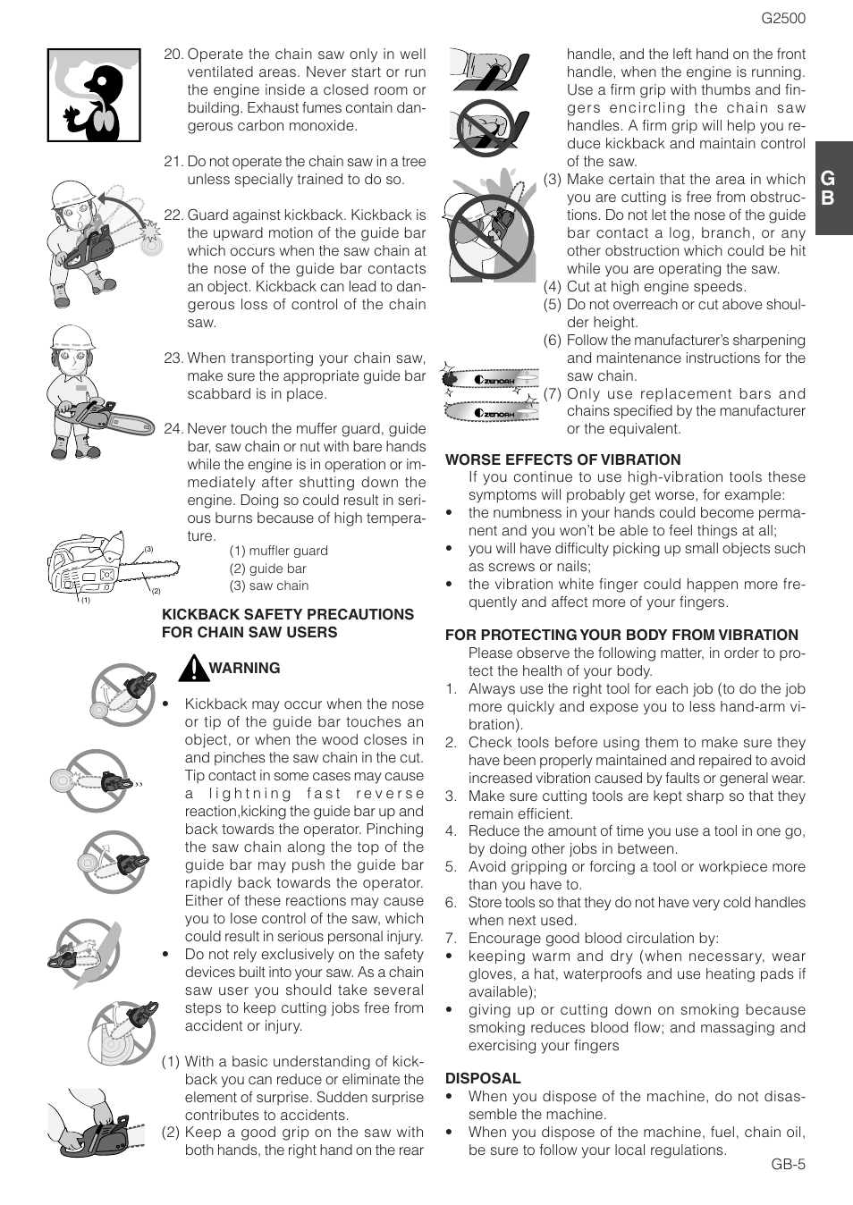 Zenoah CHAIN SAWS G2500 User Manual | Page 5 / 18