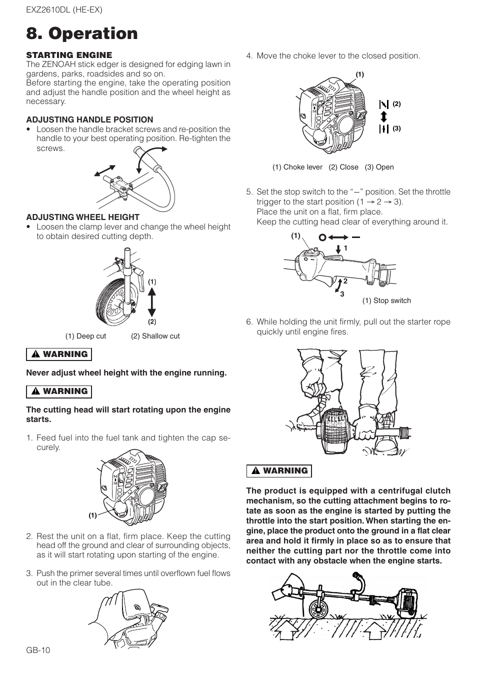 Operation | Zenoah EXZ2610DL User Manual | Page 10 / 16