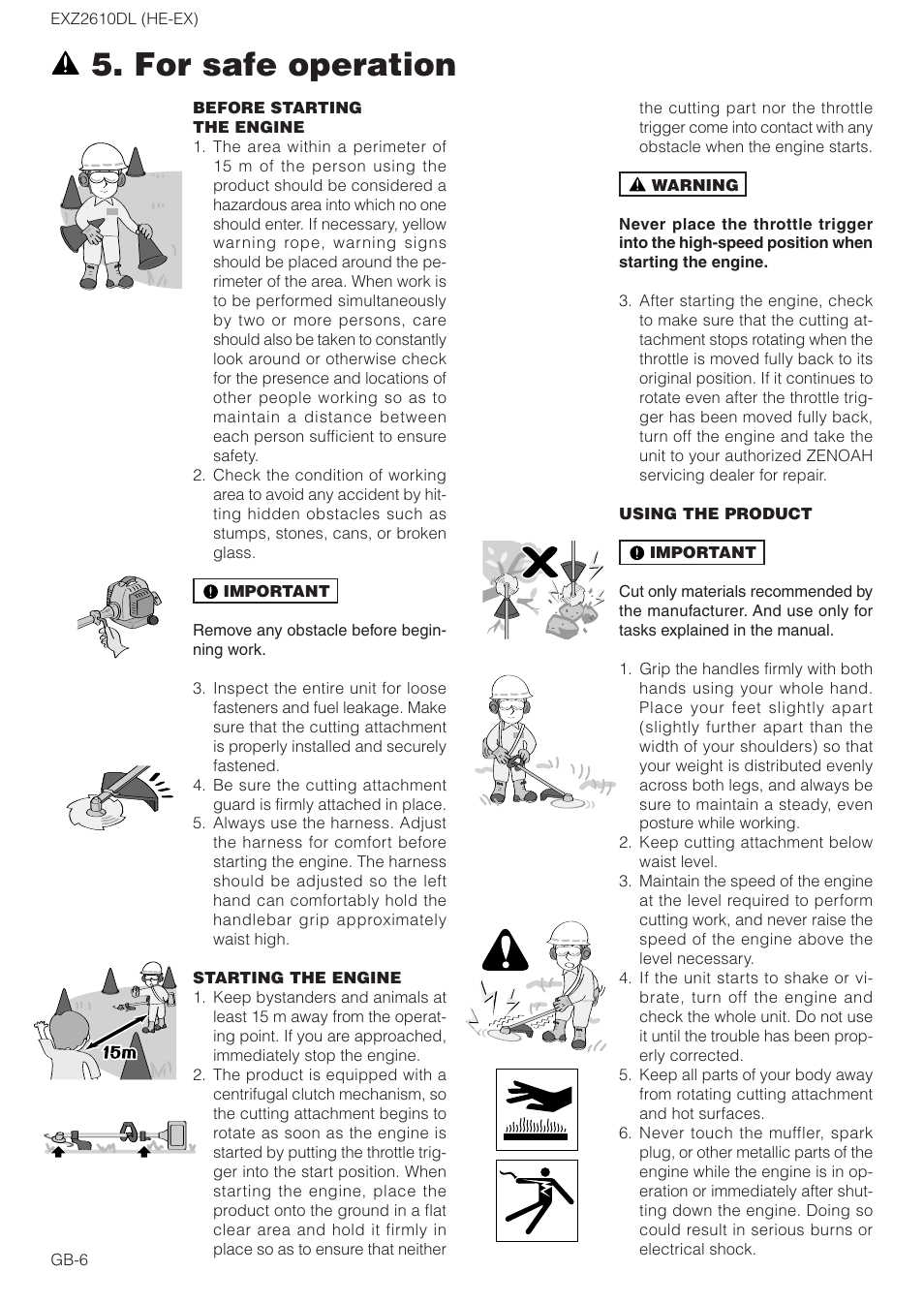 For safe operation | Zenoah EXZ2610DL User Manual | Page 6 / 16