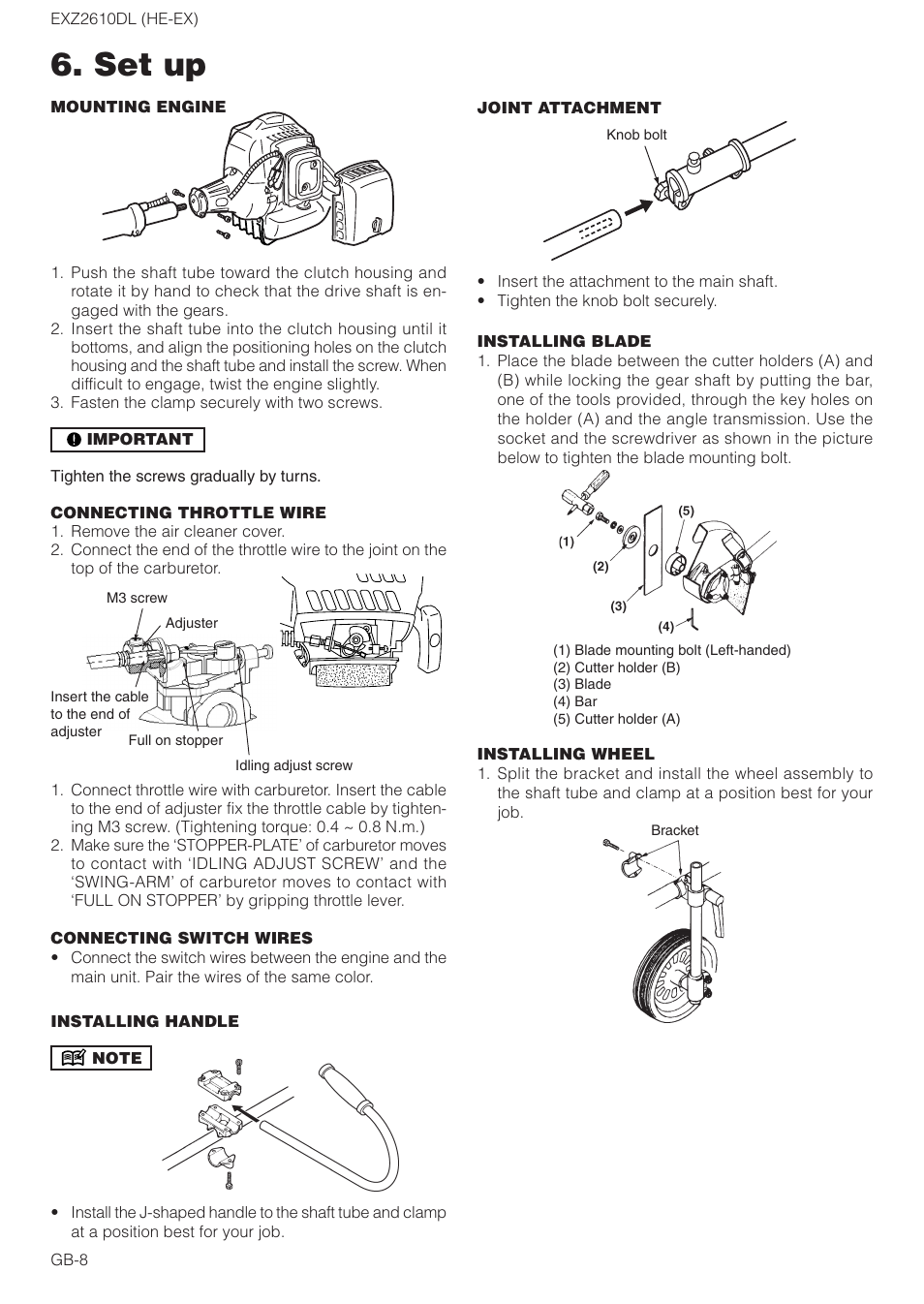 Set up | Zenoah EXZ2610DL User Manual | Page 8 / 16