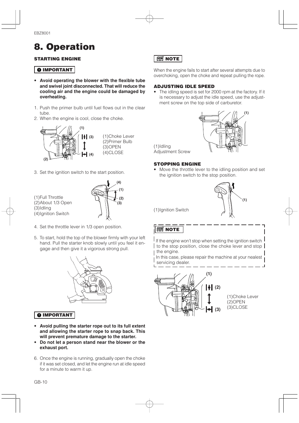 Operation | Zenoah RedMax EBZ8001 User Manual | Page 10 / 14