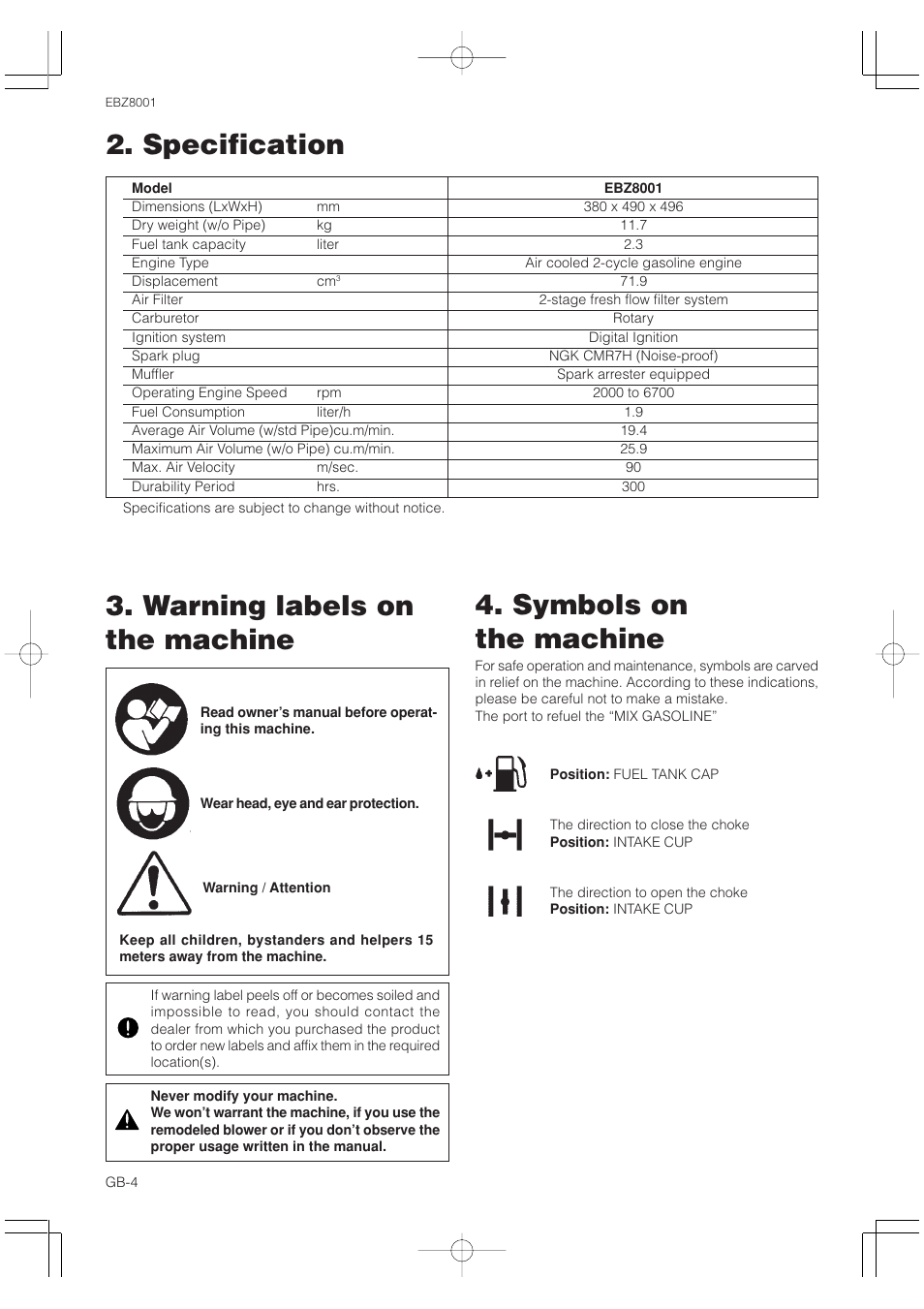Zenoah RedMax EBZ8001 User Manual | Page 4 / 14
