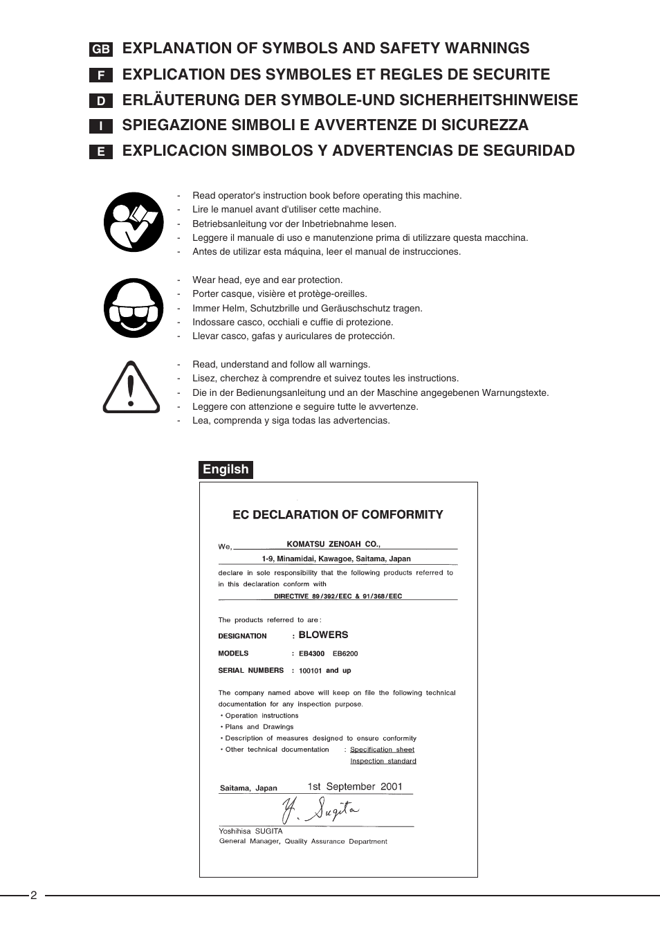 Zenoah EB6200 User Manual | Page 2 / 32