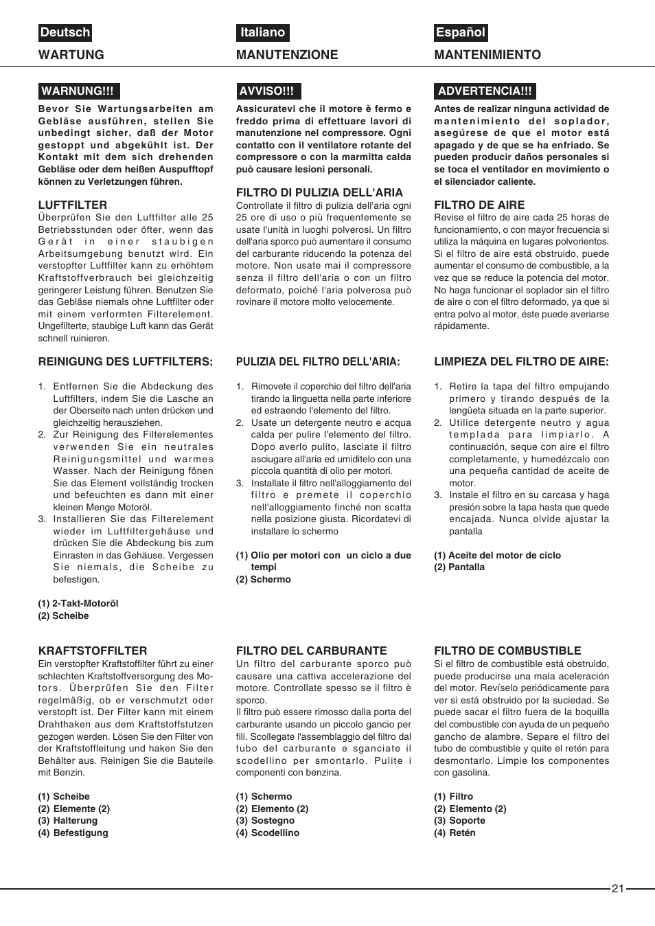 Zenoah EB6200 User Manual | Page 21 / 32