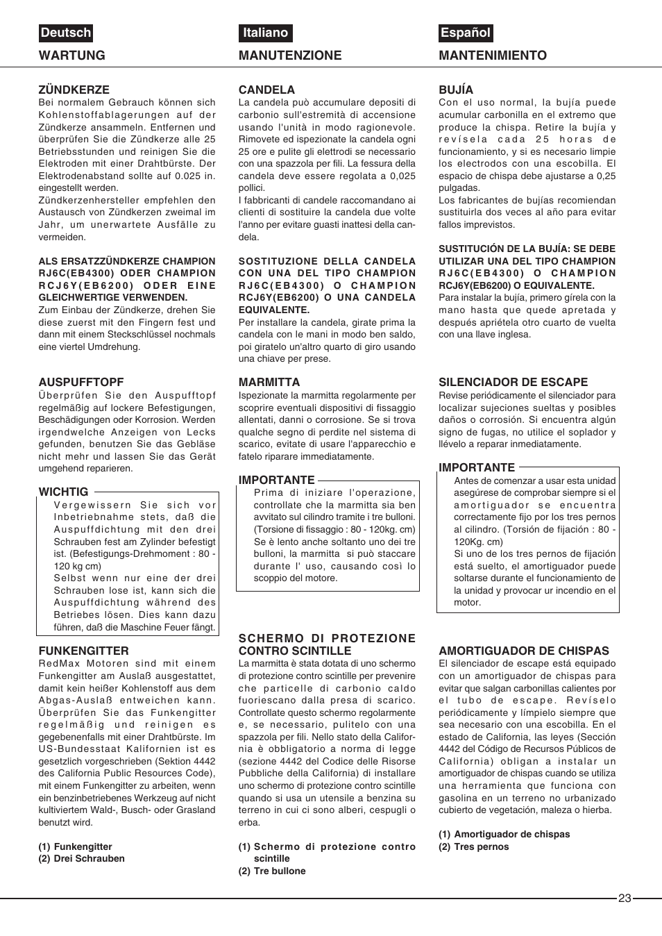 Zenoah EB6200 User Manual | Page 23 / 32