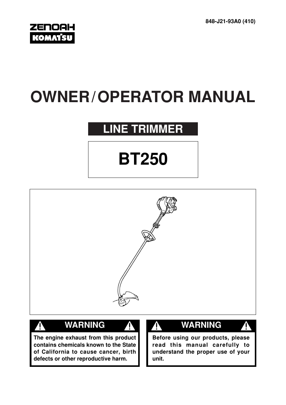 Zenoah BT250 User Manual | 24 pages