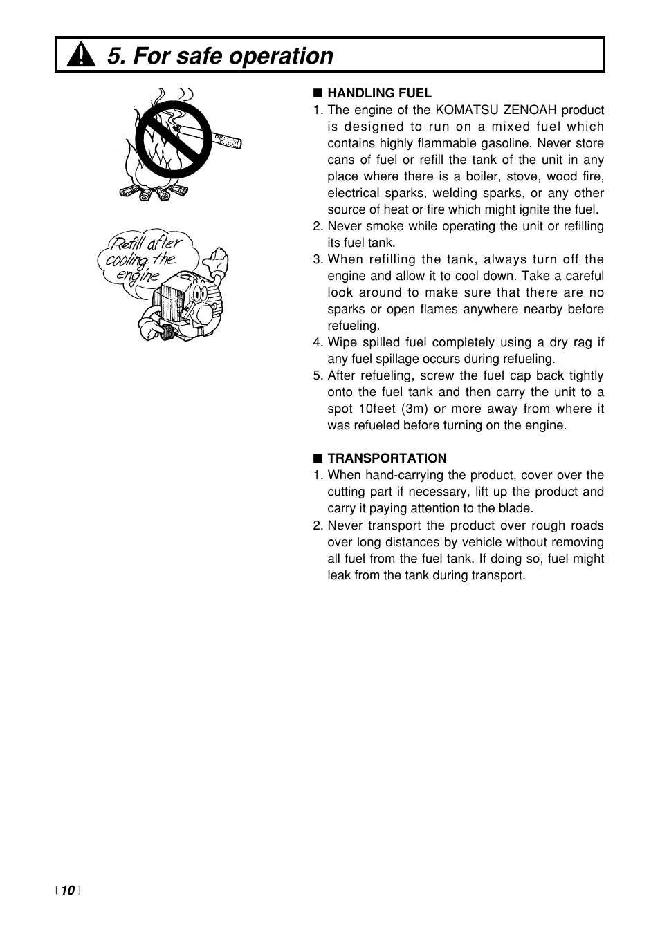 For safe operation | Zenoah BT250 User Manual | Page 10 / 24