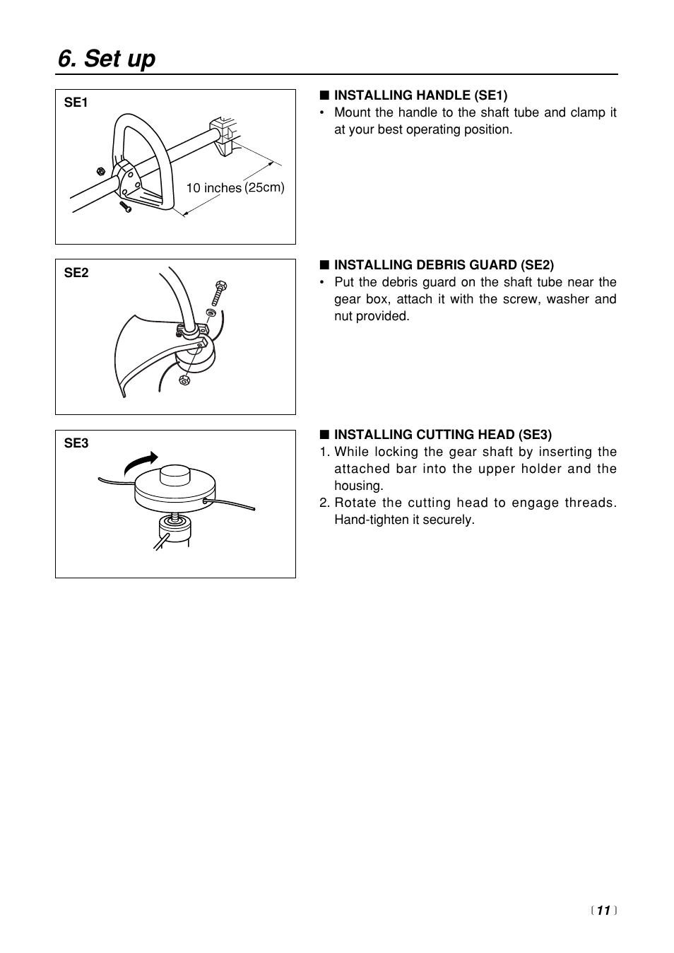 Set up | Zenoah BT250 User Manual | Page 11 / 24