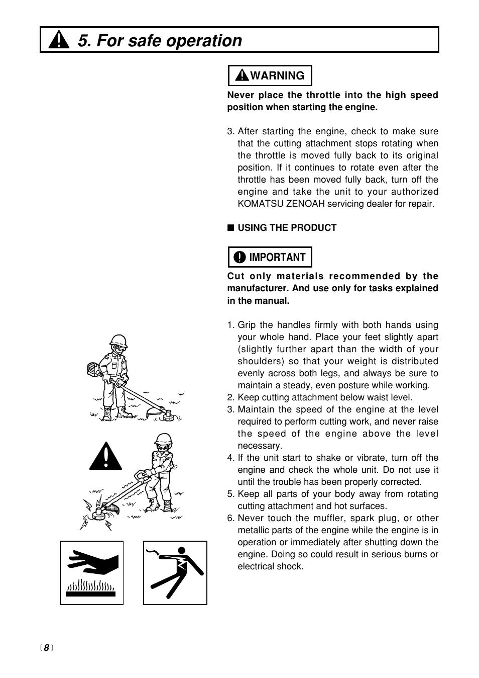 For safe operation | Zenoah BT250 User Manual | Page 8 / 24