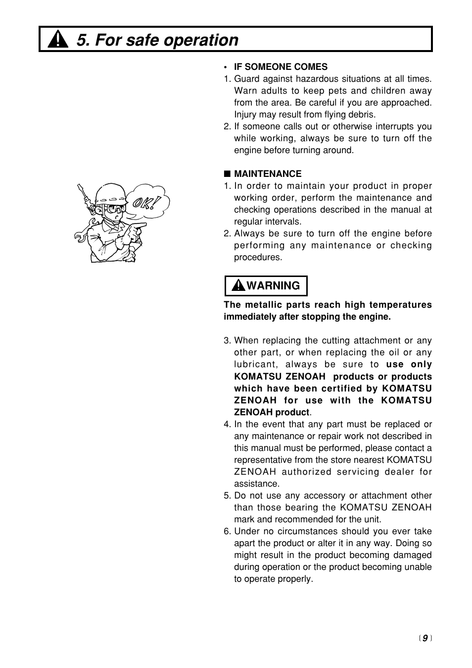 For safe operation | Zenoah BT250 User Manual | Page 9 / 24