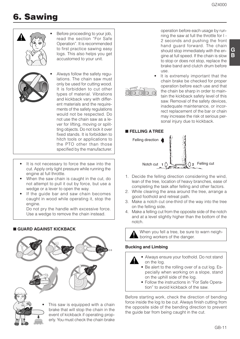 Sawing | Zenoah GZ4000 User Manual | Page 11 / 15