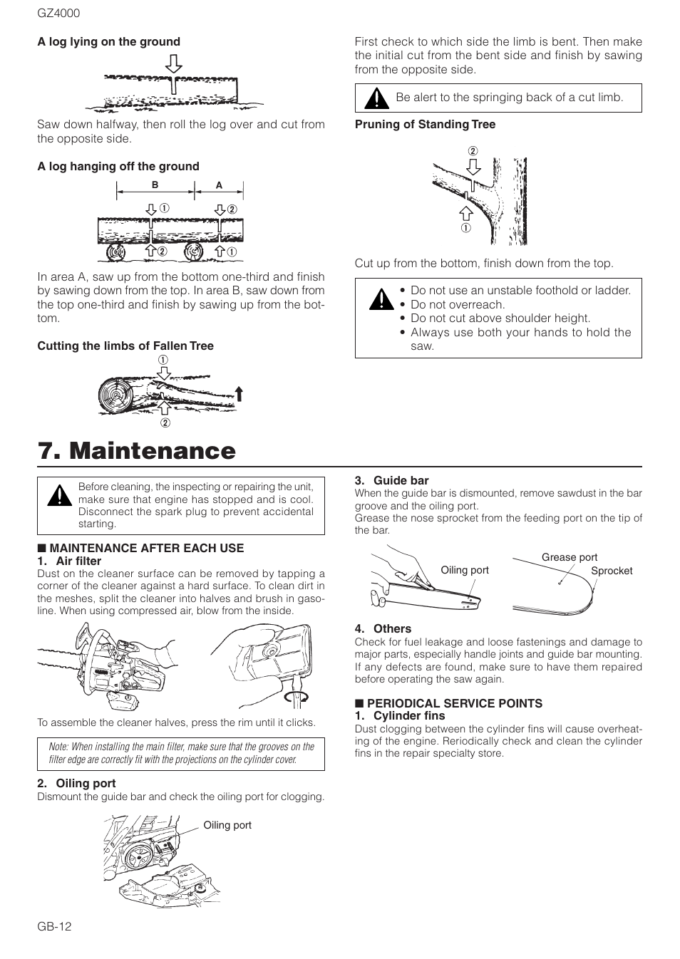 Maintenance | Zenoah GZ4000 User Manual | Page 12 / 15