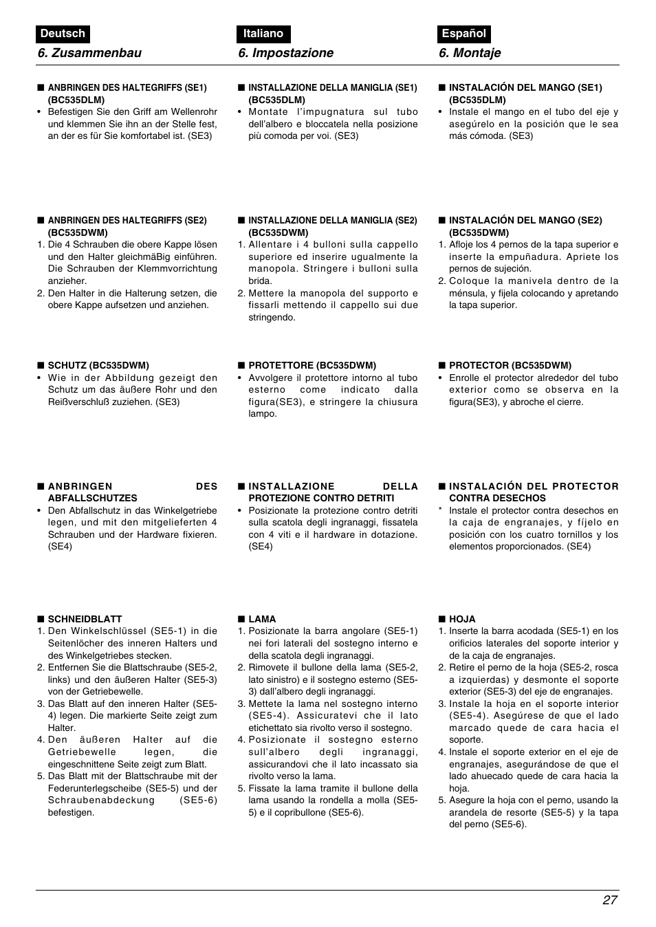 Zenoah BC535DLM User Manual | Page 27 / 60